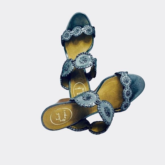 JACK ROGERS Luccia Slide Sandals‎ Silver Grey Metallic Women's Size 10M Wedges - Picture 4 of 13